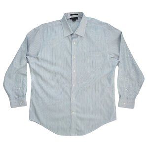 Lands End No Iron Pinpoint Oxford Tailored Fit Shirt Purple & Green Stripe